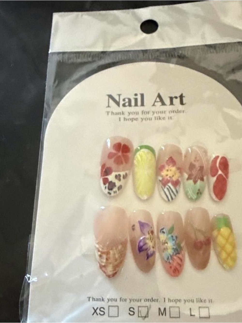 Nail Art Floral & Fruit Press-On Nail Set - Multicolor
